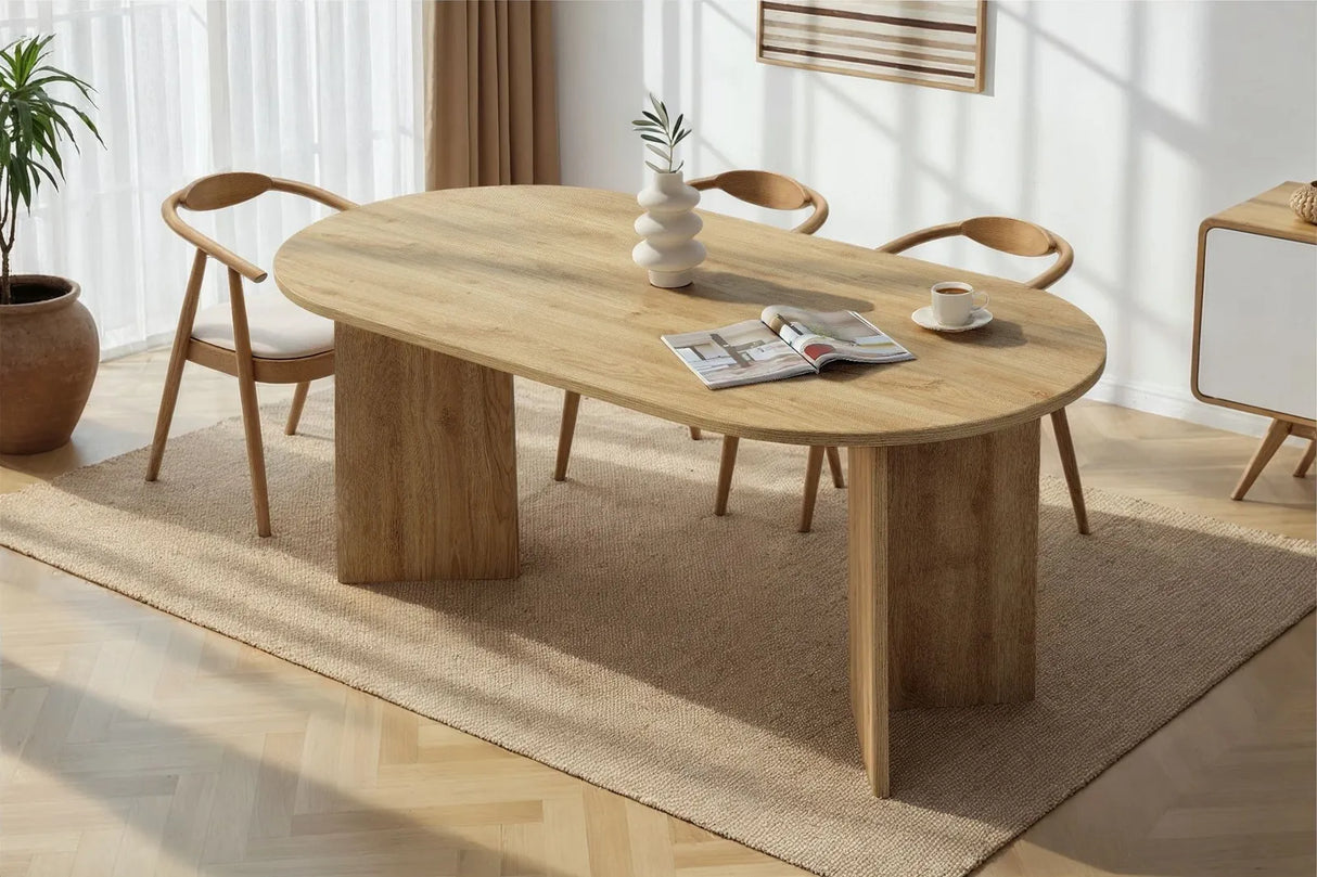 Esstisch Sablin aus melaminbeschichteten Holz in Cadiz Eiche, 180×90×75 cm von Hanah Home – Bild 1