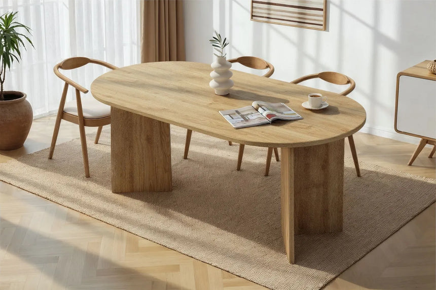 Esstisch Sablin aus melaminbeschichteten Holz in Cadiz Eiche, 180×90×75 cm von Hanah Home – Bild 1