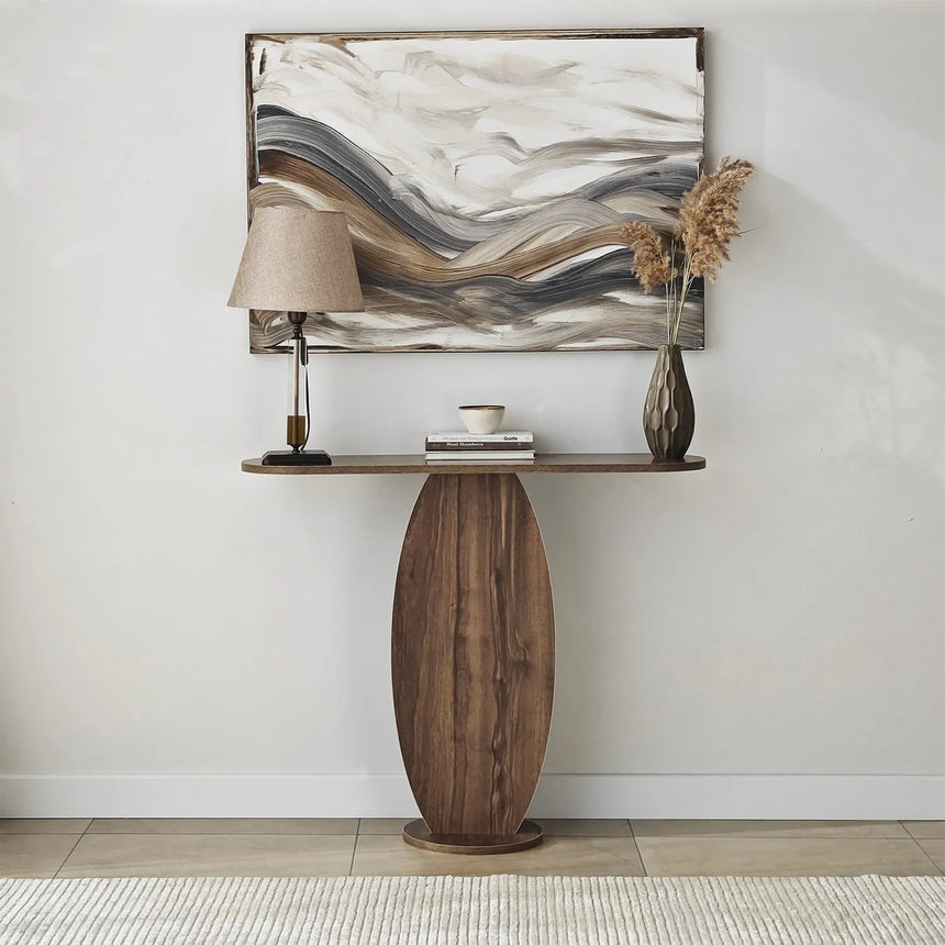 Kommode Ellittica aus melaminharzbeschichteten Holz in Walnuss, 100×30×81 cm von Hanah Home – Bild 1