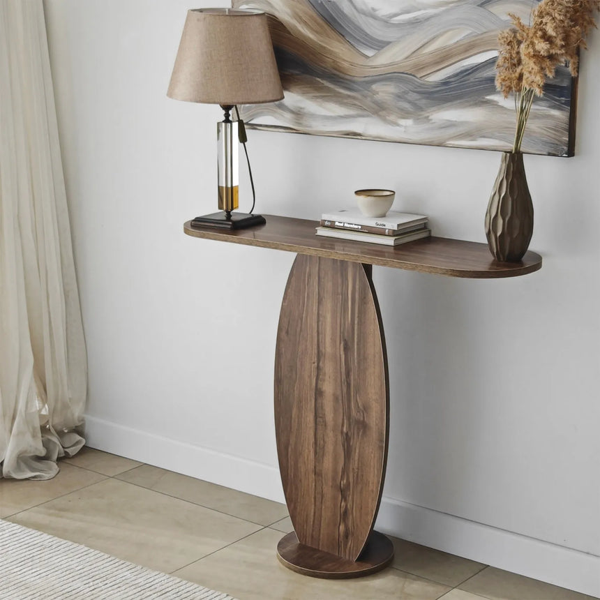 Kommode Ellittica aus melaminharzbeschichteten Holz in Walnuss, 100×30×81 cm von Hanah Home – Bild 6