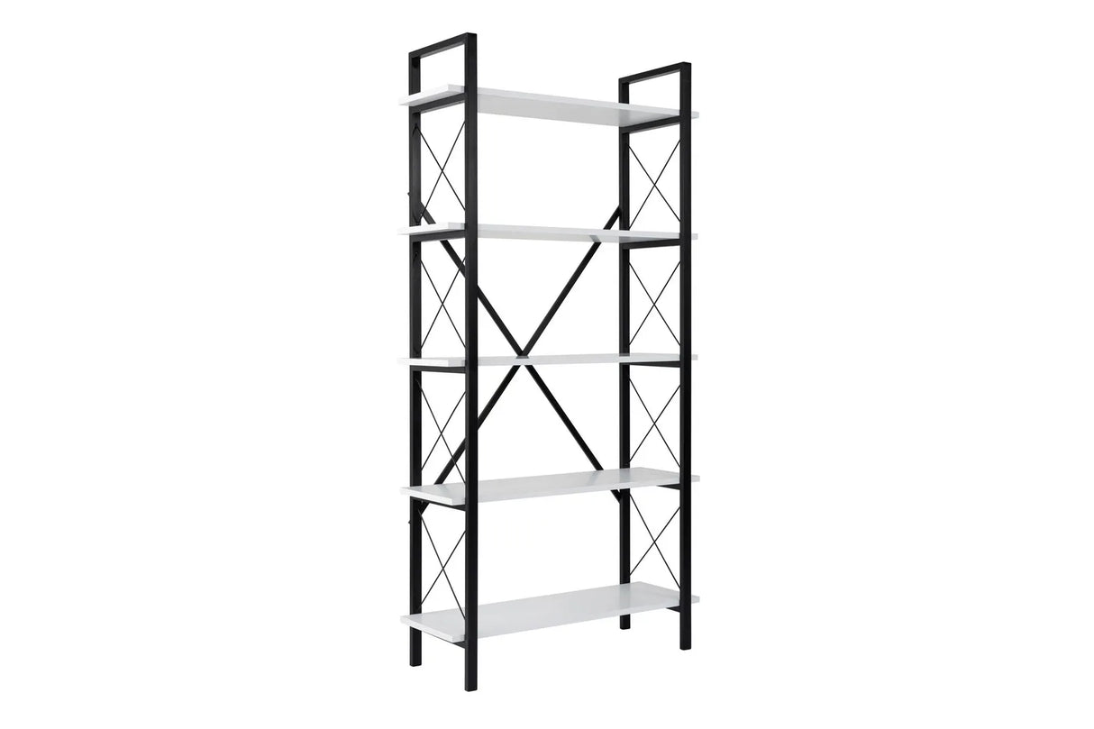Regale Elysian aus melaminbeschichteten Holz und Metall in Weiß und Schwarz, 90x33,5x180 cm von Hanah Home – Bild 5