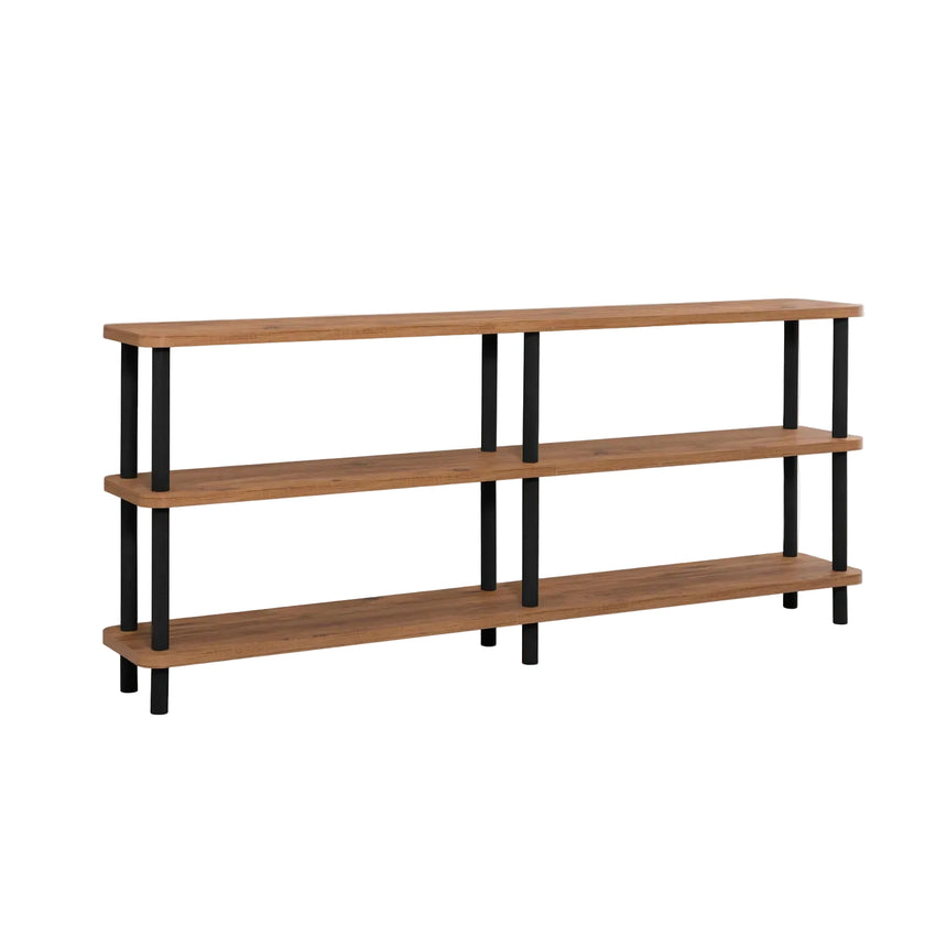 Regale Zen aus melaminbeschichteten Holz und Buche in Schwarz und Atlantik-Kiefer, 180×35×74 cm von Hanah Home – Bild 3