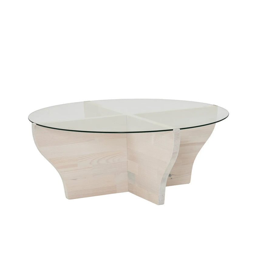 Runder Couchtisch Amphora aus Kiefernholz und gehärtetem Glas 92Ø von Hanah Home – Bild 6