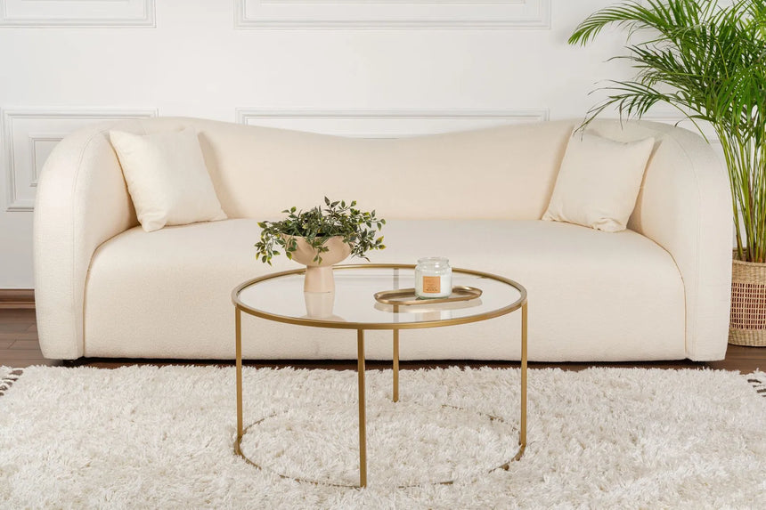 Runder Couchtisch Aurum aus gehärtetem Glas und Metall 80Ø von Hanah Home – Bild 2