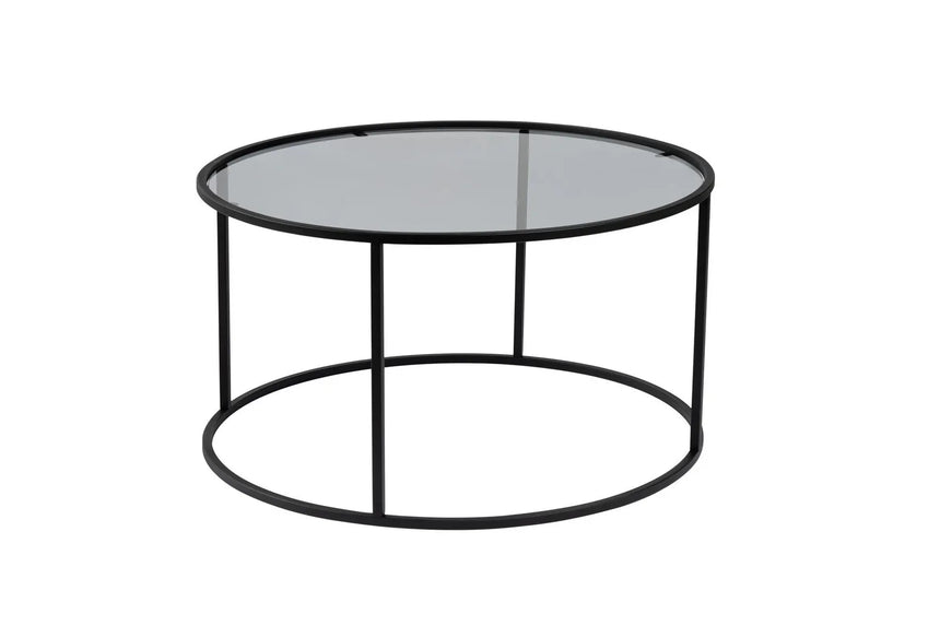 Runder Couchtisch Aurum aus gehärtetem Glas und Metall in Schwarz und Grau 80Ø von Hanah Home – Bild 5