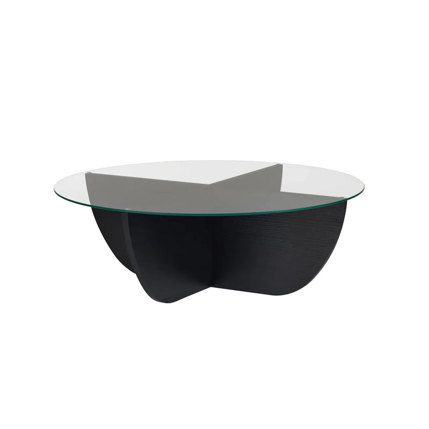 Runder Couchtisch Liya aus Glas und Holz 90Ø - ZEN ZONE Furniture