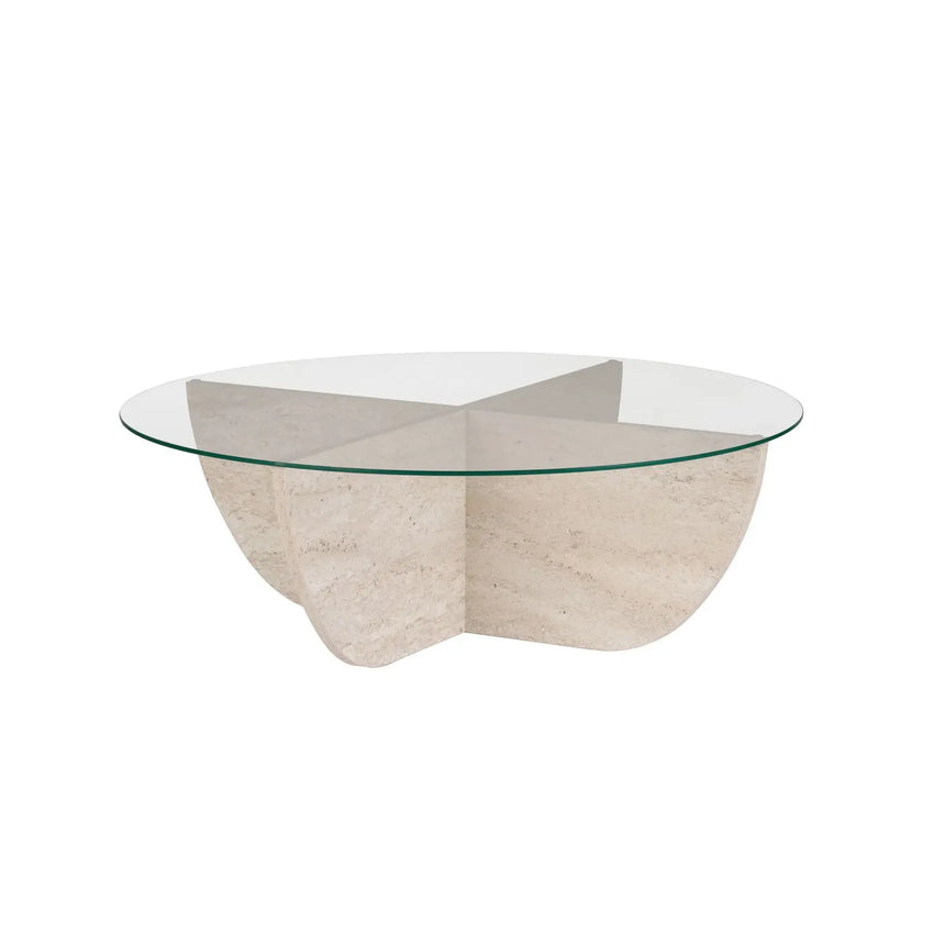 Runder Couchtisch Liya aus Glas und Holz 90Ø - ZEN ZONE Furniture