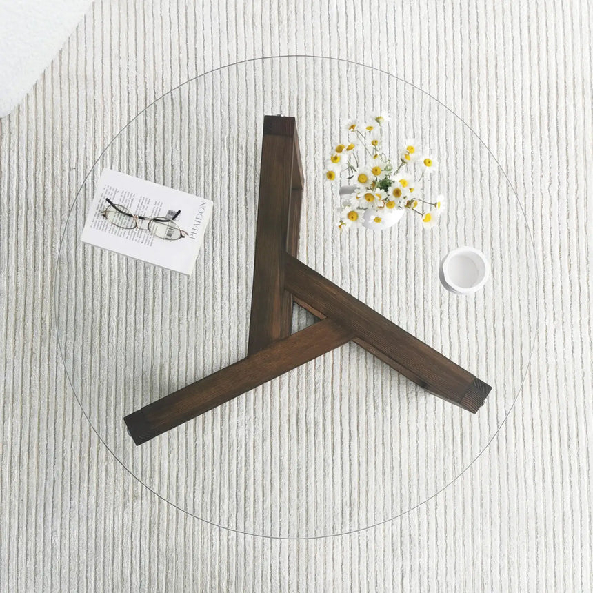 Runder Couchtisch Miro aus gehärtetem Glas und Kiefer 75Ø von Hanah Home – Bild 6