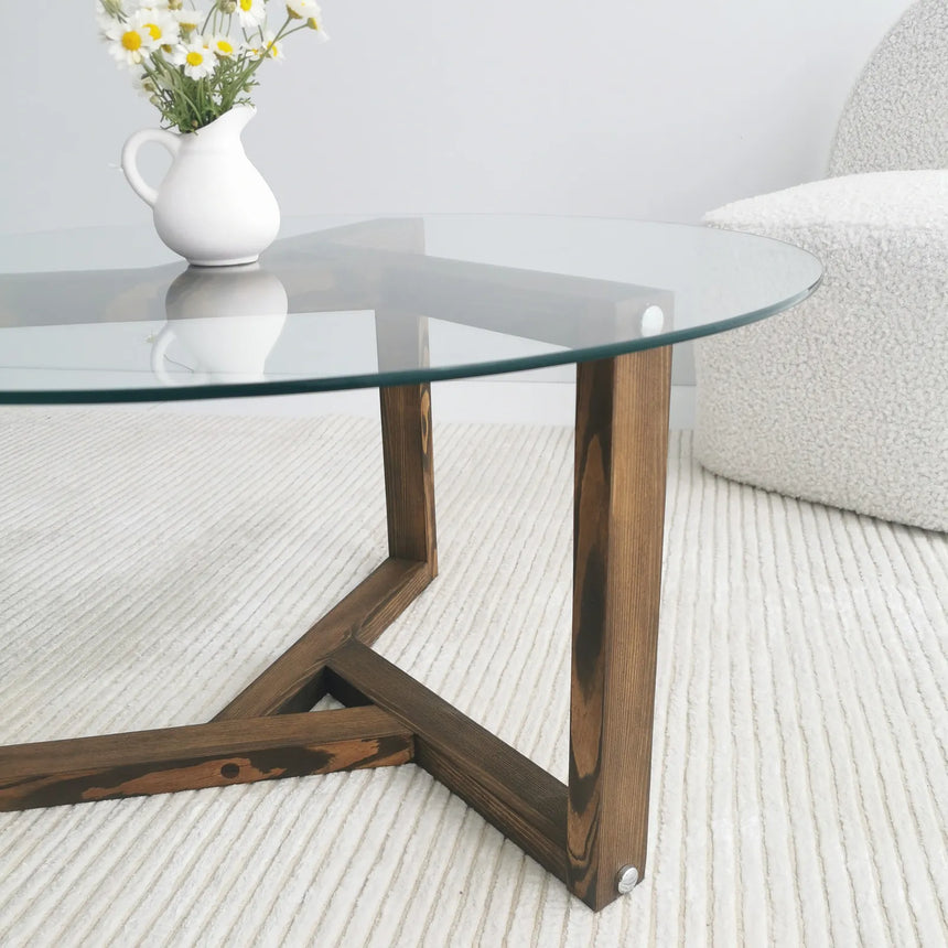 Runder Couchtisch Miro aus gehärtetem Glas und Kiefer 75Ø von Hanah Home – Bild 7