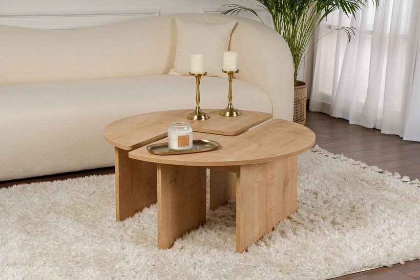 Runder Couchtisch Moira aus Holz in Eiche 90Ø von Hanah Home – Bild 1