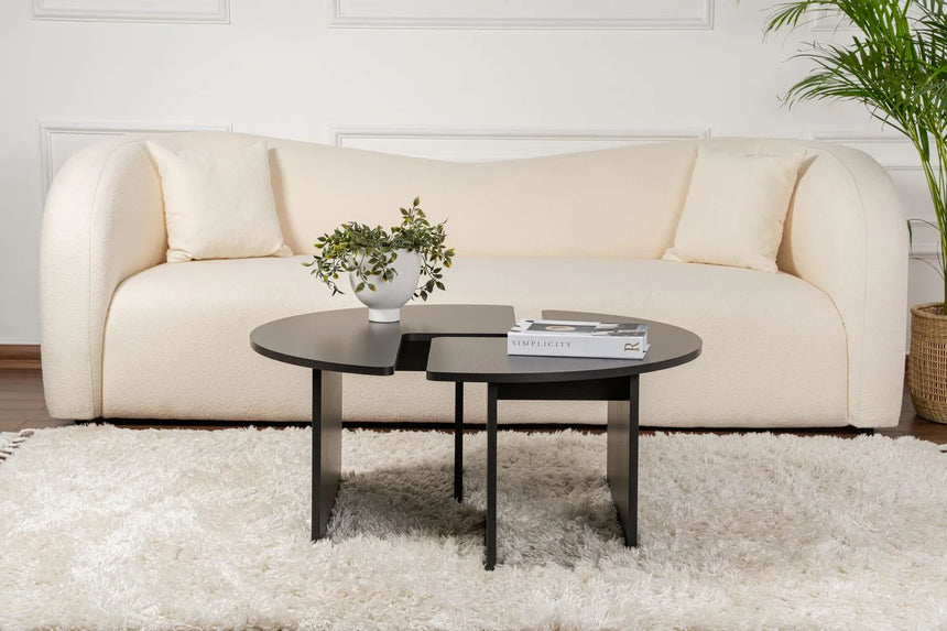 Runder Couchtisch Moira aus Holz in Holzschwarz 90Ø von Hanah Home – Bild 2
