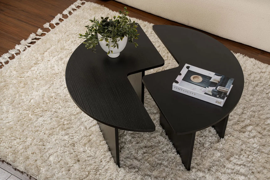 Runder Couchtisch Moira aus Holz in Holzschwarz 90Ø von Hanah Home – Bild 3