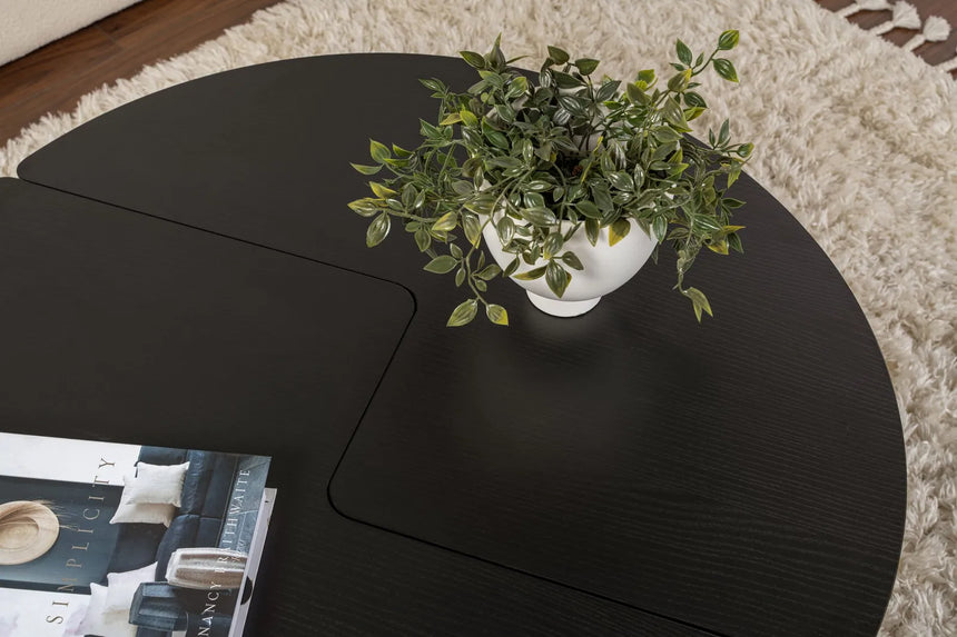 Runder Couchtisch Moira aus Holz in Holzschwarz 90Ø von Hanah Home – Bild 6