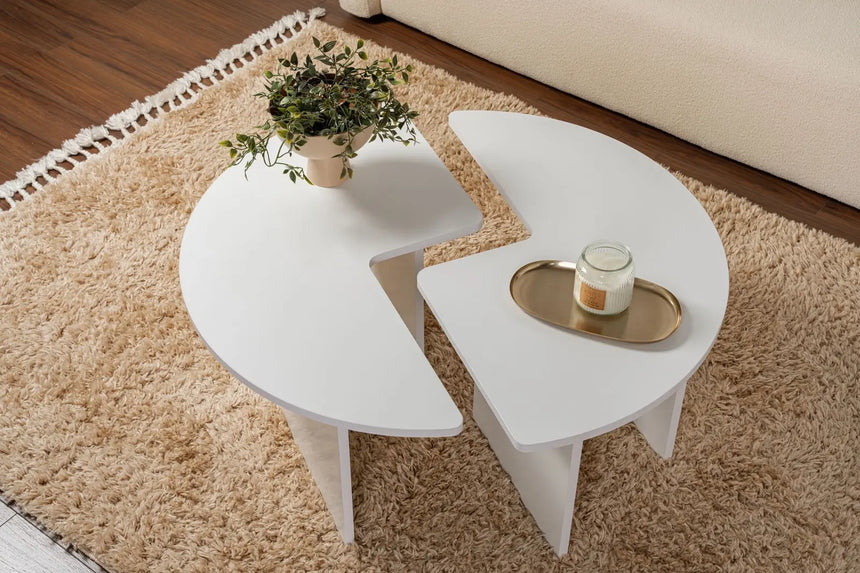 Runder Couchtisch Moira aus Holz in Naturweiß 90Ø von Hanah Home – Bild 3