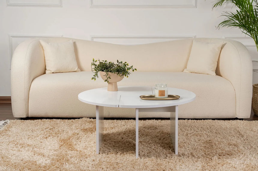Runder Couchtisch Moira aus Holz in Naturweiß 90Ø von Hanah Home – Bild 5