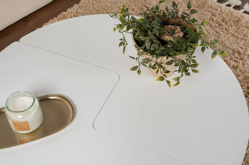 Runder Couchtisch Moira aus Holz in Naturweiß 90Ø von Hanah Home – Bild 6