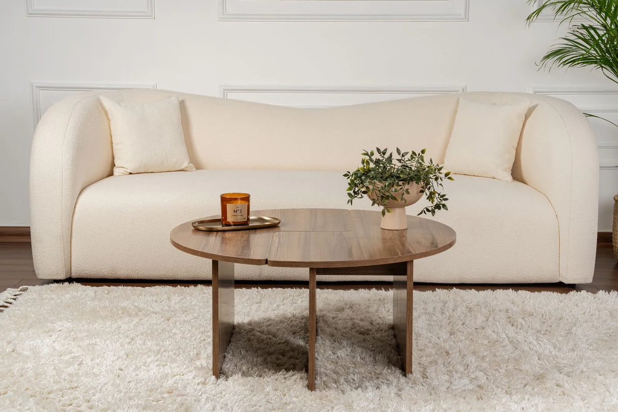 Runder Couchtisch Moira aus Holz in Walnuss 90Ø von Hanah Home – Bild 5