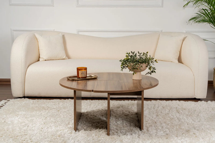 Runder Couchtisch Moira aus Holz in Walnuss 90Ø von Hanah Home – Bild 5