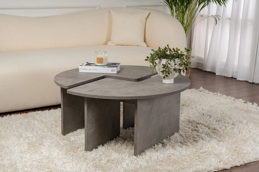 Runder Couchtisch Moira in Betongrau 90Ø von Hanah Home – Bild 1
