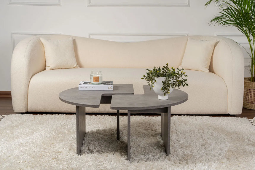 Runder Couchtisch Moira in Betongrau 90Ø von Hanah Home – Bild 2
