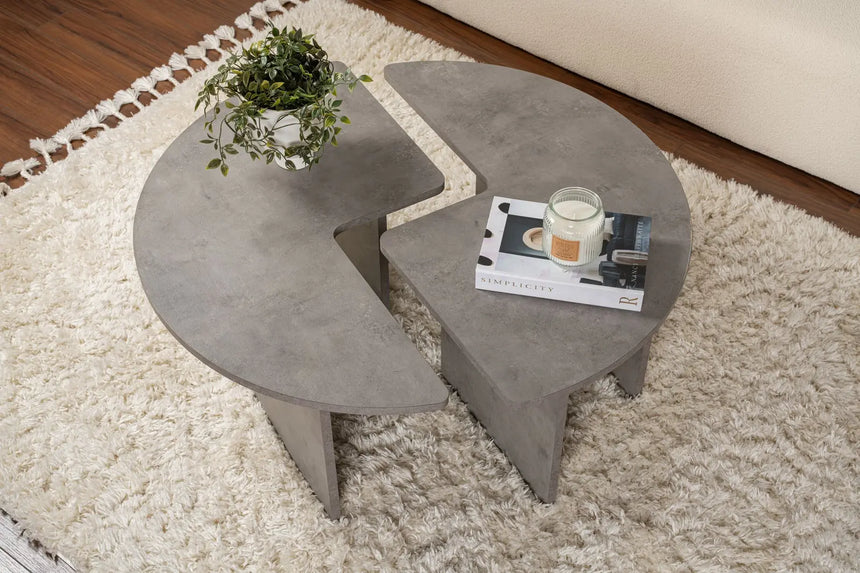 Runder Couchtisch Moira in Betongrau 90Ø von Hanah Home – Bild 3