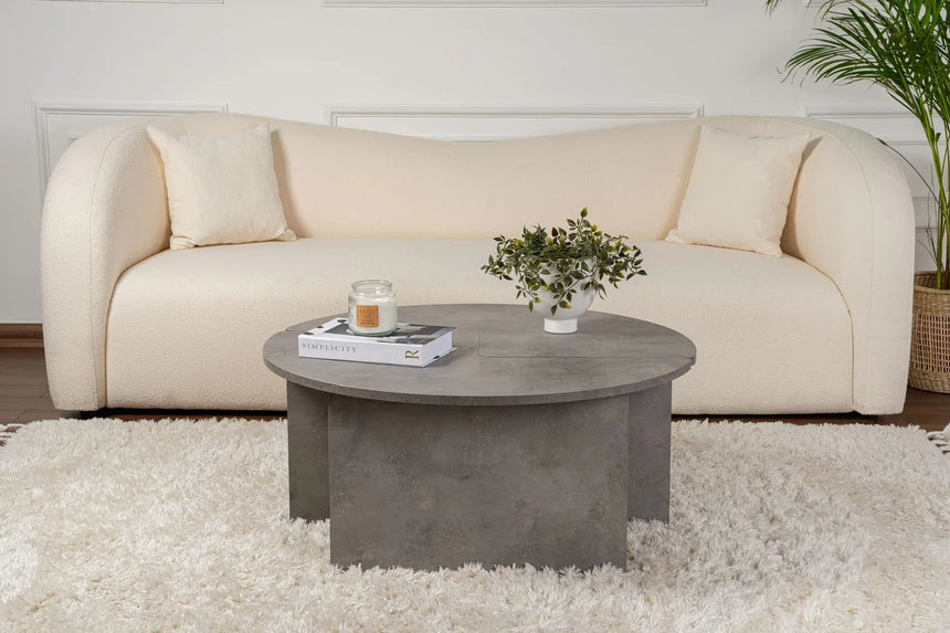 Runder Couchtisch Moira in Betongrau 90Ø von Hanah Home – Bild 4