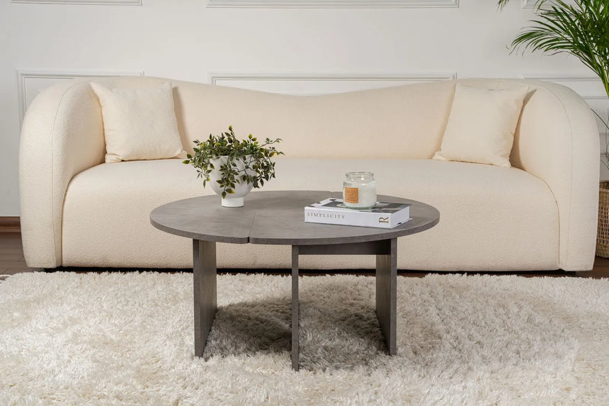 Runder Couchtisch Moira in Betongrau 90Ø von Hanah Home – Bild 5