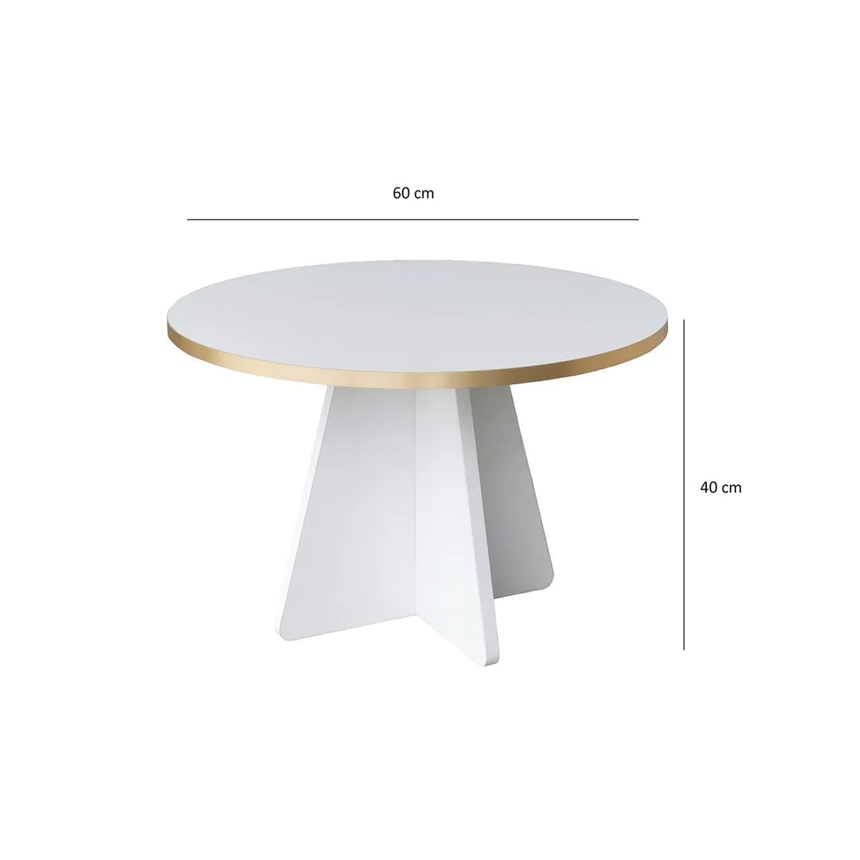 Runder Couchtisch Mushroom aus melaminbeschichteten Holz in Gold und Weiß, 60×60×40cm von Hanah Home – Bild 6
