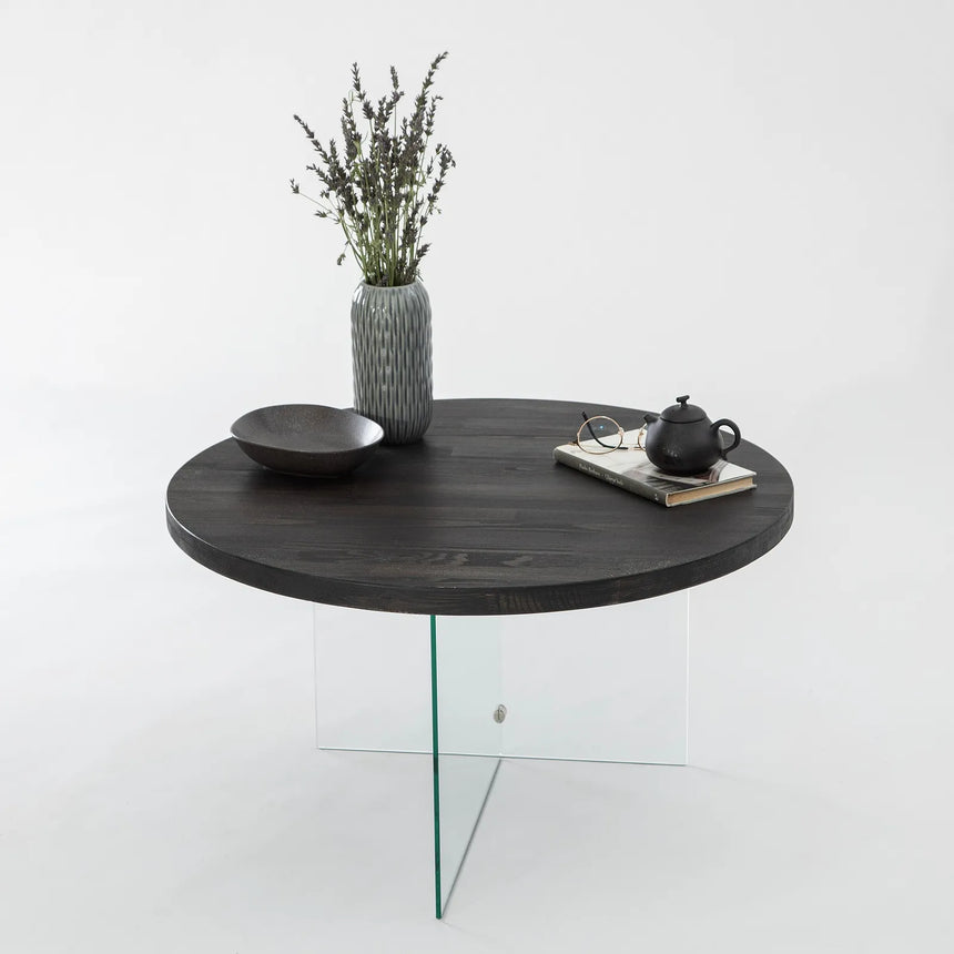 Runder Couchtisch Serenity aus Holz und gehärtetem Glas 70Ø von Hanah Home – Bild 3