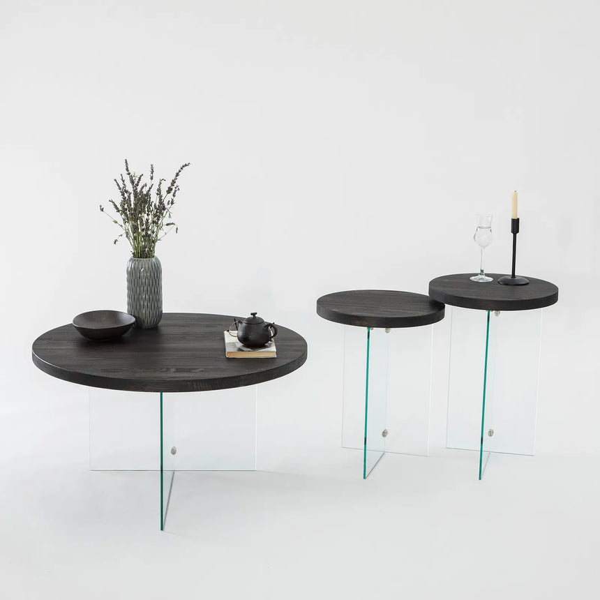 Runder Couchtisch Serenity aus Holz und gehärtetem Glas 70Ø von Hanah Home – Bild 8