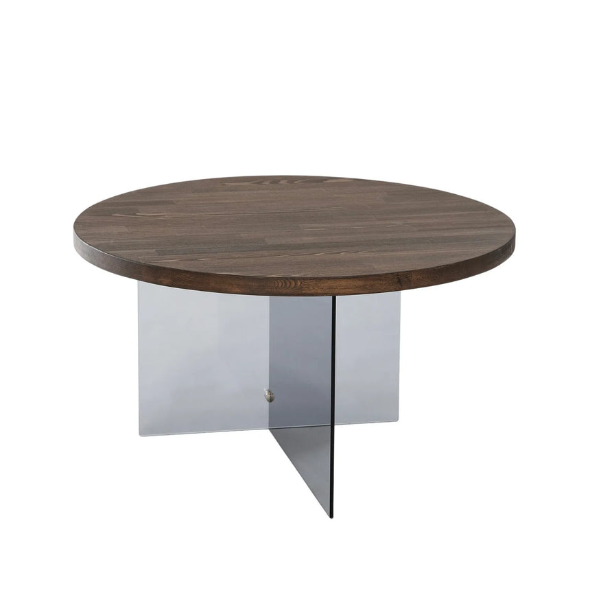 Runder Couchtisch Serenity aus Holz und gehärtetem Glas in Walnuss und Dunkelgrau 70Ø von Hanah Home – Bild 5