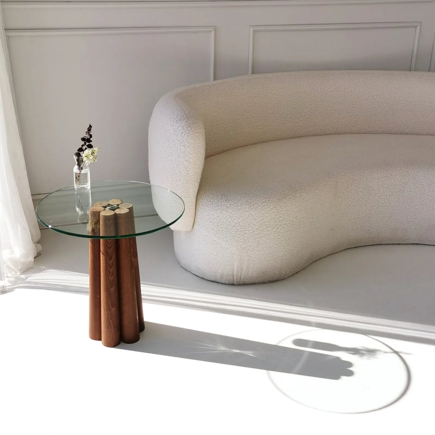 Runder Couchtisch Thales aus Buche und gehärtetem Glas 50Ø von Hanah Home – Bild 1