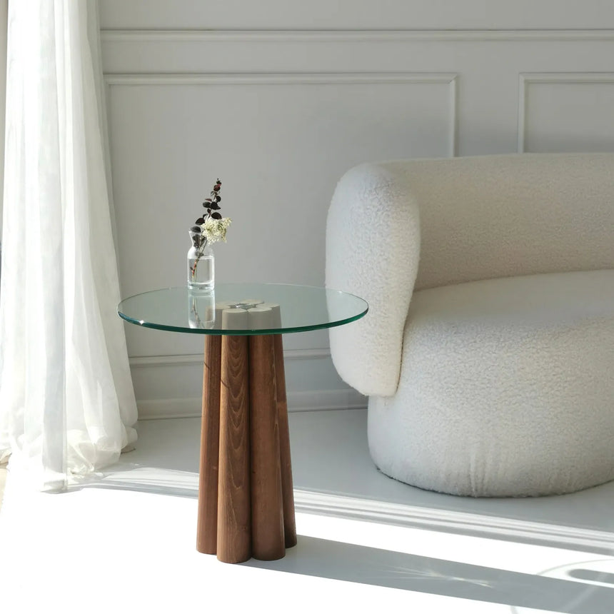 Runder Couchtisch Thales aus Buche und gehärtetem Glas 50Ø von Hanah Home – Bild 2