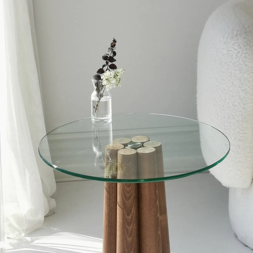 Runder Couchtisch Thales aus Buche und gehärtetem Glas 50Ø von Hanah Home – Bild 4