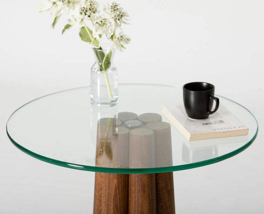 Runder Couchtisch Thales aus Buche und gehärtetem Glas 50Ø von Hanah Home – Bild 8