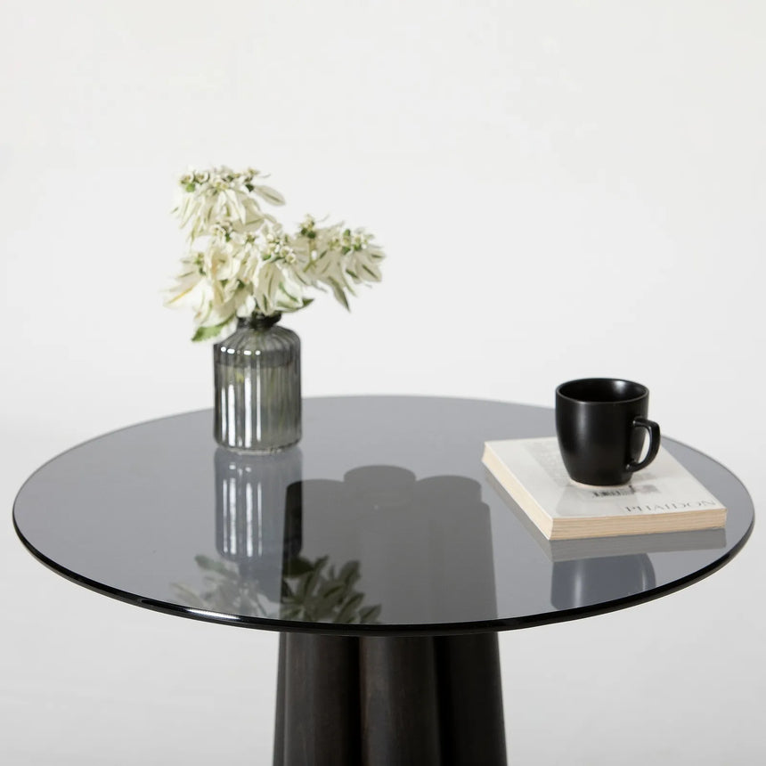 Runder Couchtisch Thales aus Buche und gehärtetem Glas in Schwarz und Dunkelgrau 50Ø von Hanah Home – Bild 9