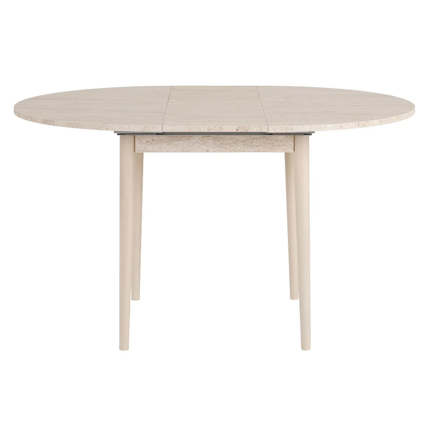 Runder Esstisch Viona aus melaminbeschichteten Holz in Travertin und Eiche, 100×100×75 cm von Hanah Home – Bild 5