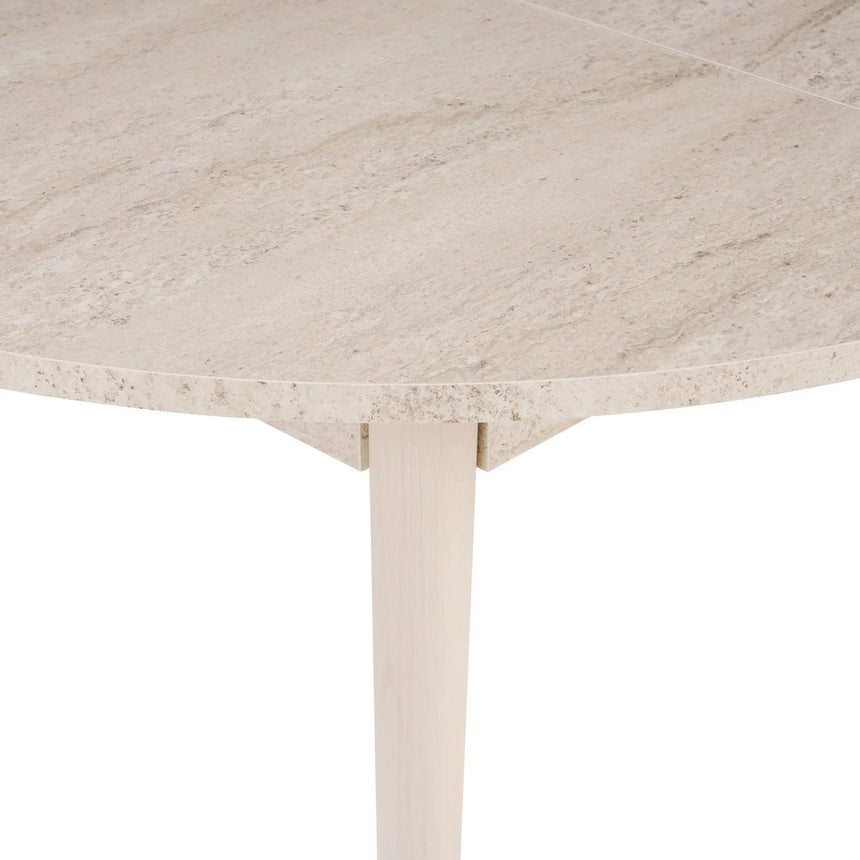Runder Esstisch Viona aus melaminbeschichteten Holz in Travertin und Eiche, 100×100×75 cm von Hanah Home – Bild 8
