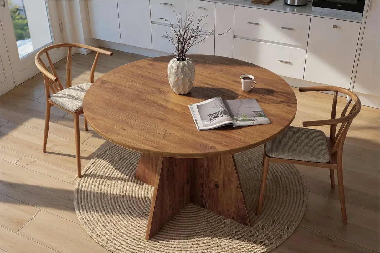 Runder Esstisch Virella aus melaminbeschichteter Spanplatte 120Ø von Hanah Home – Bild 2