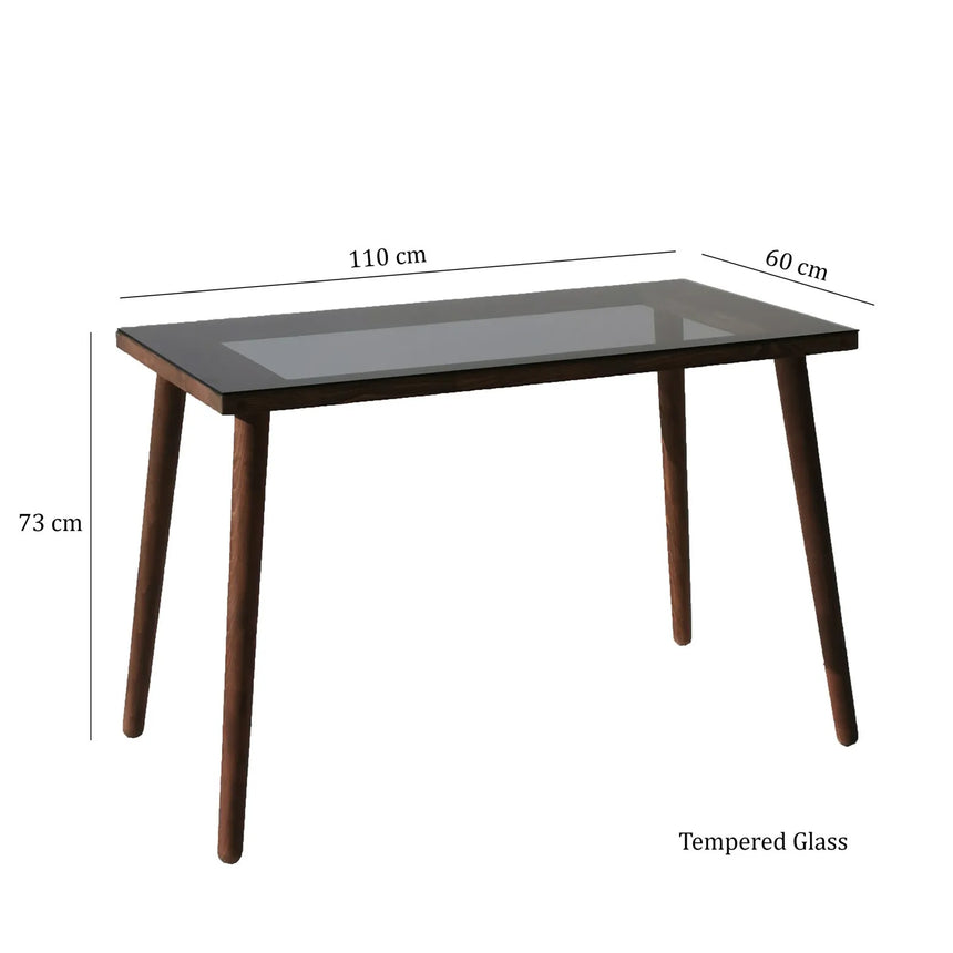 Schreibtisch Cozy aus Buchenholz und gehärtetem Glas in Walnuss, 110×60×73 cm von Hanah Home – Bild 8