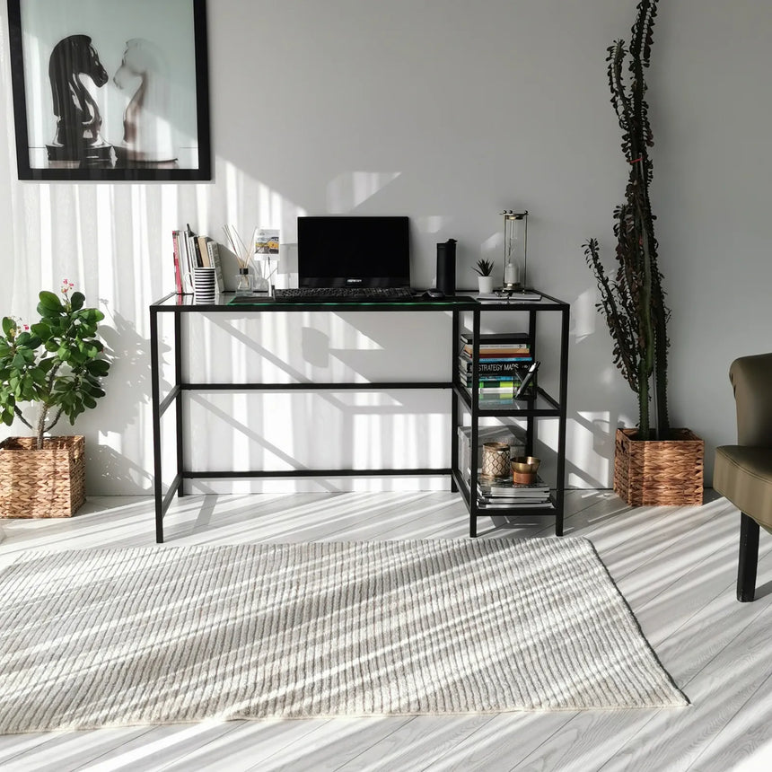 Schreibtisch Master aus Metall und gehärtetem Glas, 130×60×75 cm von Hanah Home – Bild 6