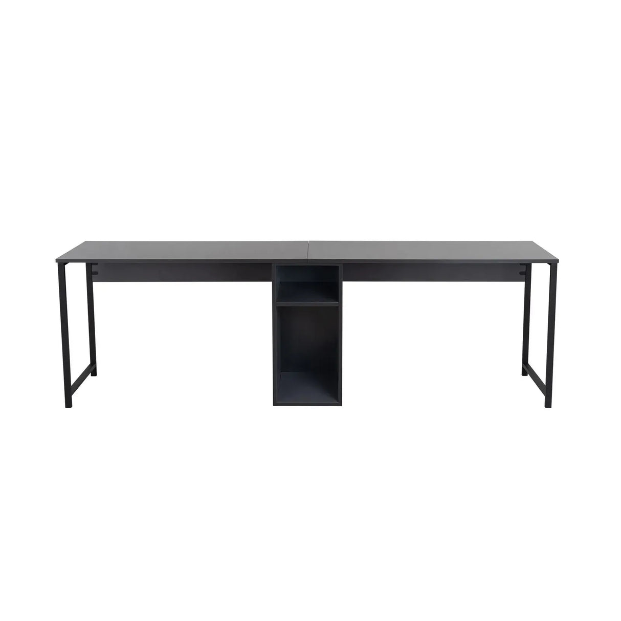 Schreibtisch Twin Study Desk aus Metall und melaminharzbeschichteten Holz in Atlantische Kiefer und Schwarz, 240×60×74 cm - ZEN ZONE Furniture