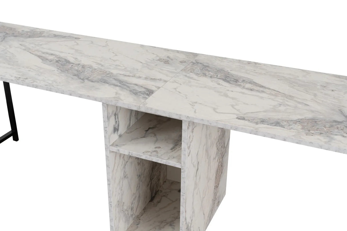 Schreibtisch Twin Study Desk aus Metall und melaminharzbeschichteten Holz in Freesie-Marmor und Schwarz, 240×60×74 cm von Hanah Home – Bild 6