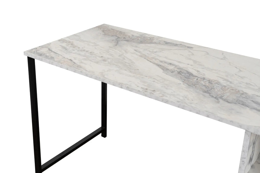 Schreibtisch Twin Study Desk aus Metall und melaminharzbeschichteten Holz in Freesie-Marmor und Schwarz, 240×60×74 cm von Hanah Home – Bild 7