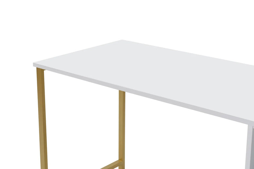 Schreibtisch Twin Study Desk aus Metall und melaminharzbeschichteten Holz in Weiß und Gold, 240×60×74 cm von Hanah Home – Bild 7