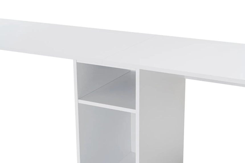 Schreibtisch Twin Study Desk aus Metall und melaminharzbeschichteten Holz in Weiß und Gold, 240×60×74 cm von Hanah Home – Bild 8