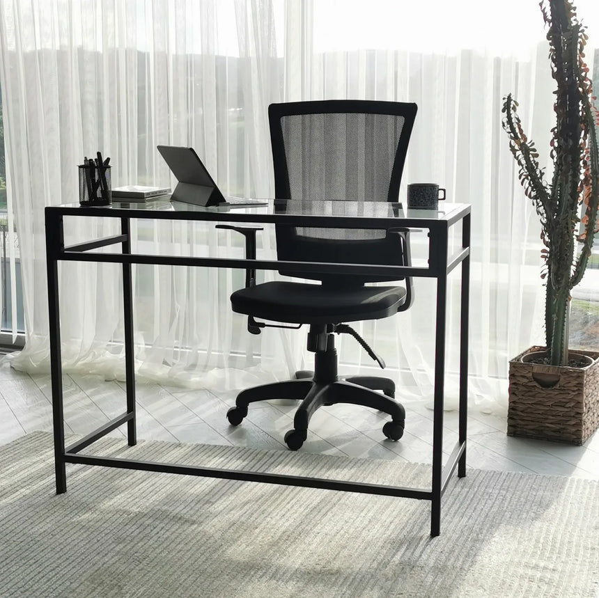 Schreibtische Network aus gehärtetem Glas und Metall, 100×45×75 cm von Hanah Home – Bild 4
