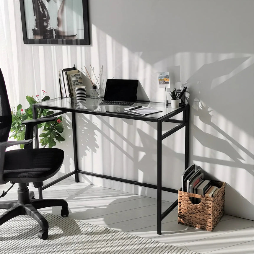 Schreibtische Network aus gehärtetem Glas und Metall, 100×45×75 cm von Hanah Home – Bild 5