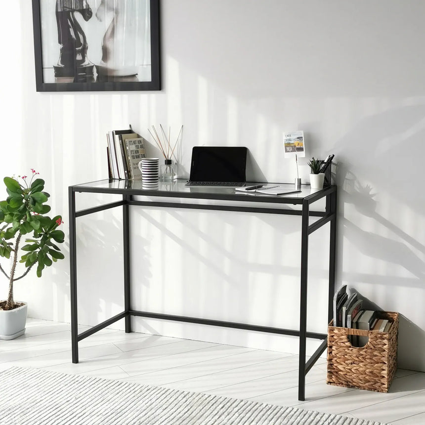 Schreibtische Network aus gehärtetem Glas und Metall, 100×45×75 cm von Hanah Home – Bild 6