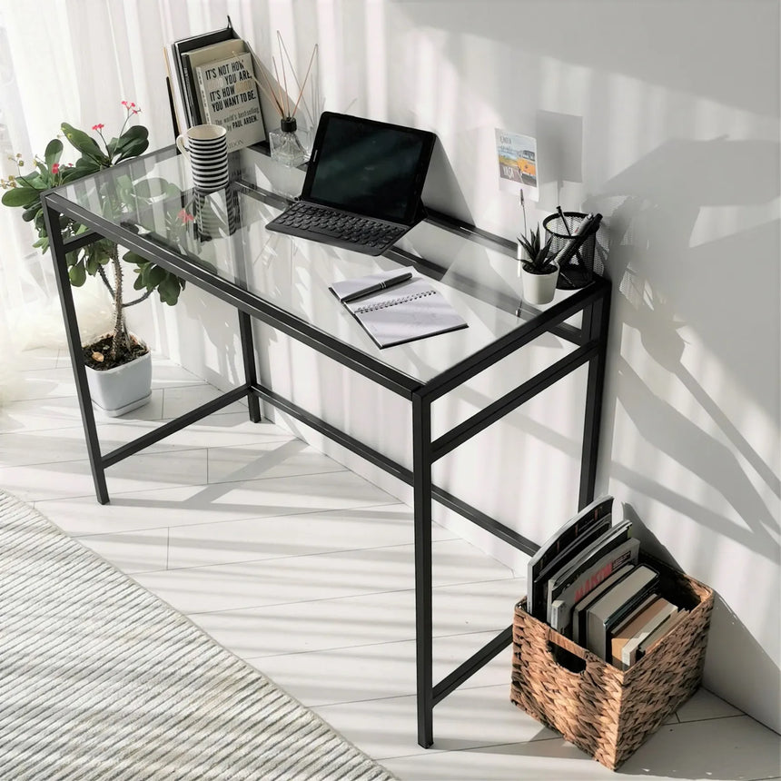 Schreibtische Network aus gehärtetem Glas und Metall, 100×45×75 cm von Hanah Home – Bild 7